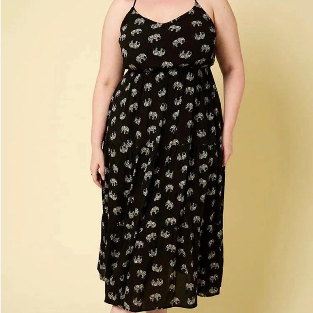 Black Elephant Print Dress